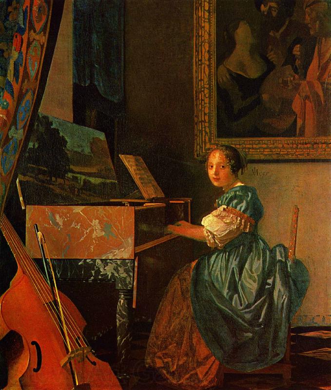 Johannes Vermeer A Lady Seated at a Virginal Norge oil painting art